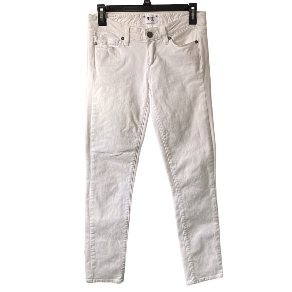 2/$15 PAIGE Skyline Ankle Peg low rise white skinny jeans women’s waist 26